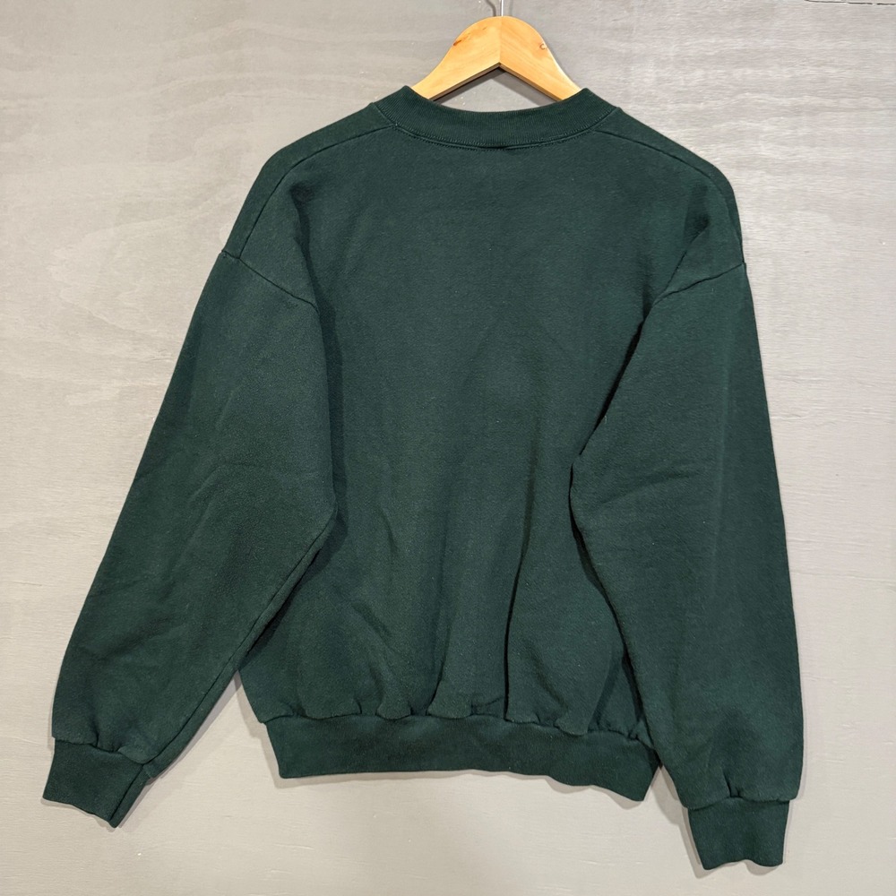 Vintage Crewneck Sweatshirt Green Dallas Texas Embroidered Large - Picture 4 of 7